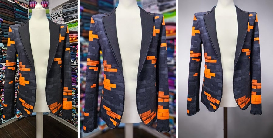 Vorher-Nachher-Vergleich einer fotografierten Sweatjacke im Fotokurs für Deine Nähwelt